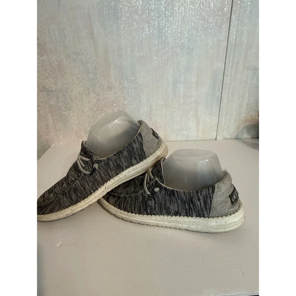 Hey Dude Wendy Sox Dark Grey Knit Slip On Loafers Shoes 121923000 US 9 EU 40